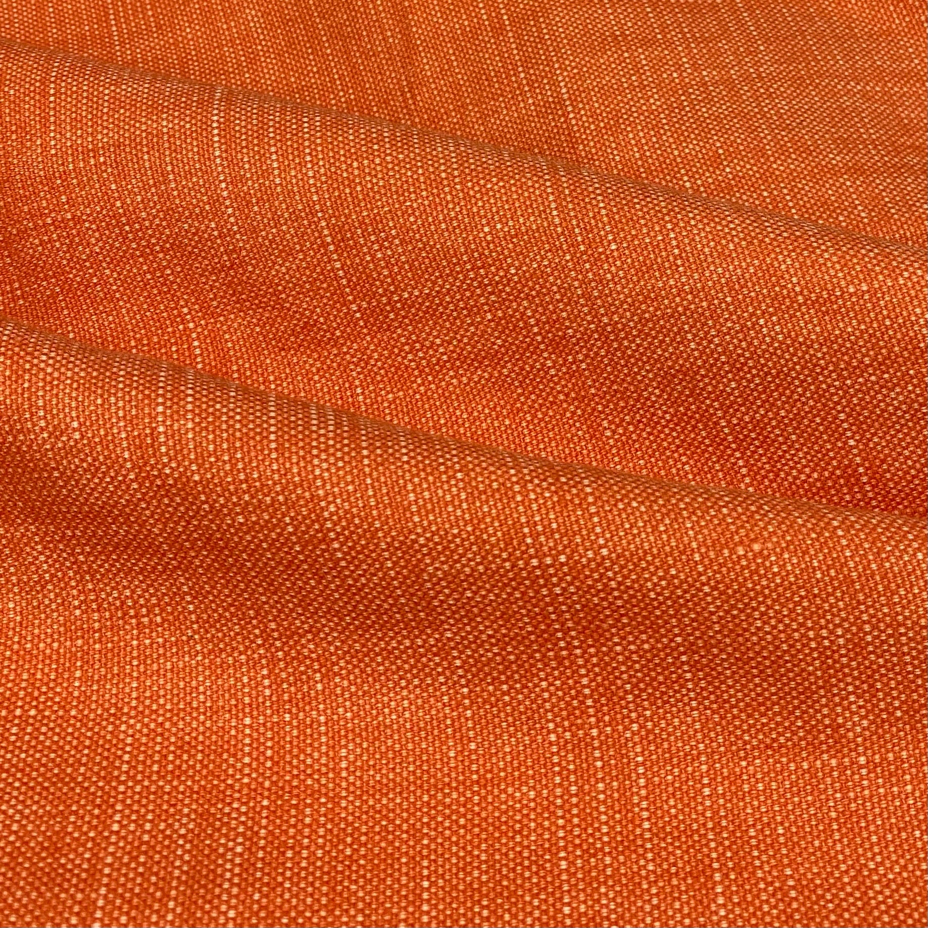 Linen Upholstery Designer Remnant  - Orange/White