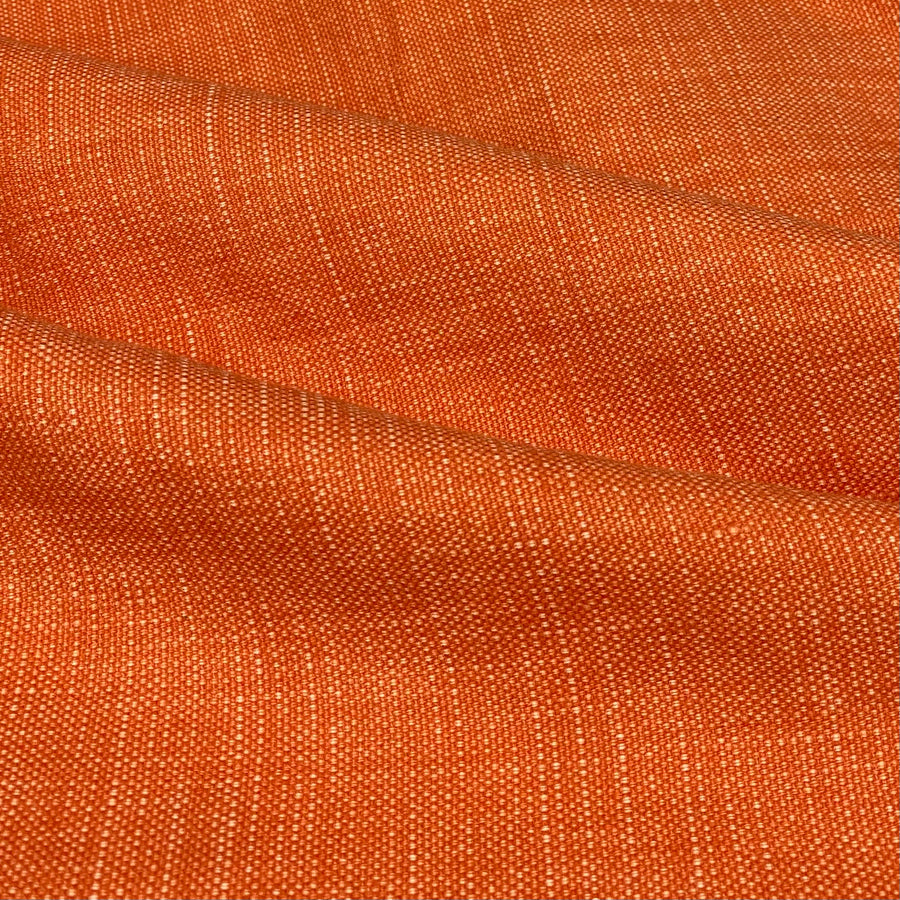 Linen Upholstery Designer Remnant  - Orange/White