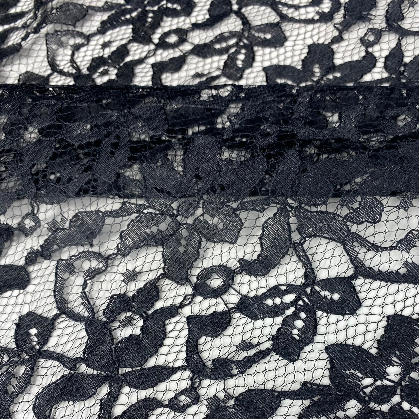 Floral Corded Lace - Black