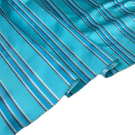 Striped Silk/Polyester - Aqua/Grey/White - Remnant