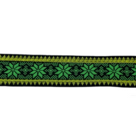 Woven Jacquard Ribbon  - Black/Green/Yellow