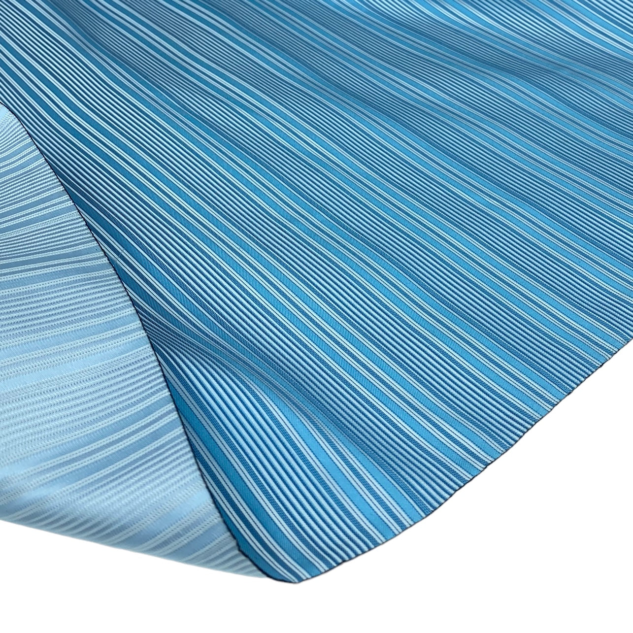 Striped Silk/Polyester - Light Blue/White - Remnant