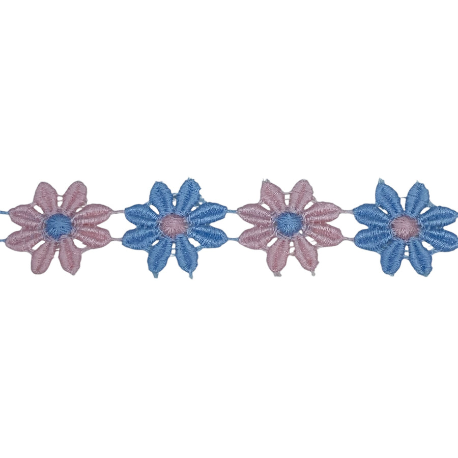 Decorative Floral Trim - Blue/Pink