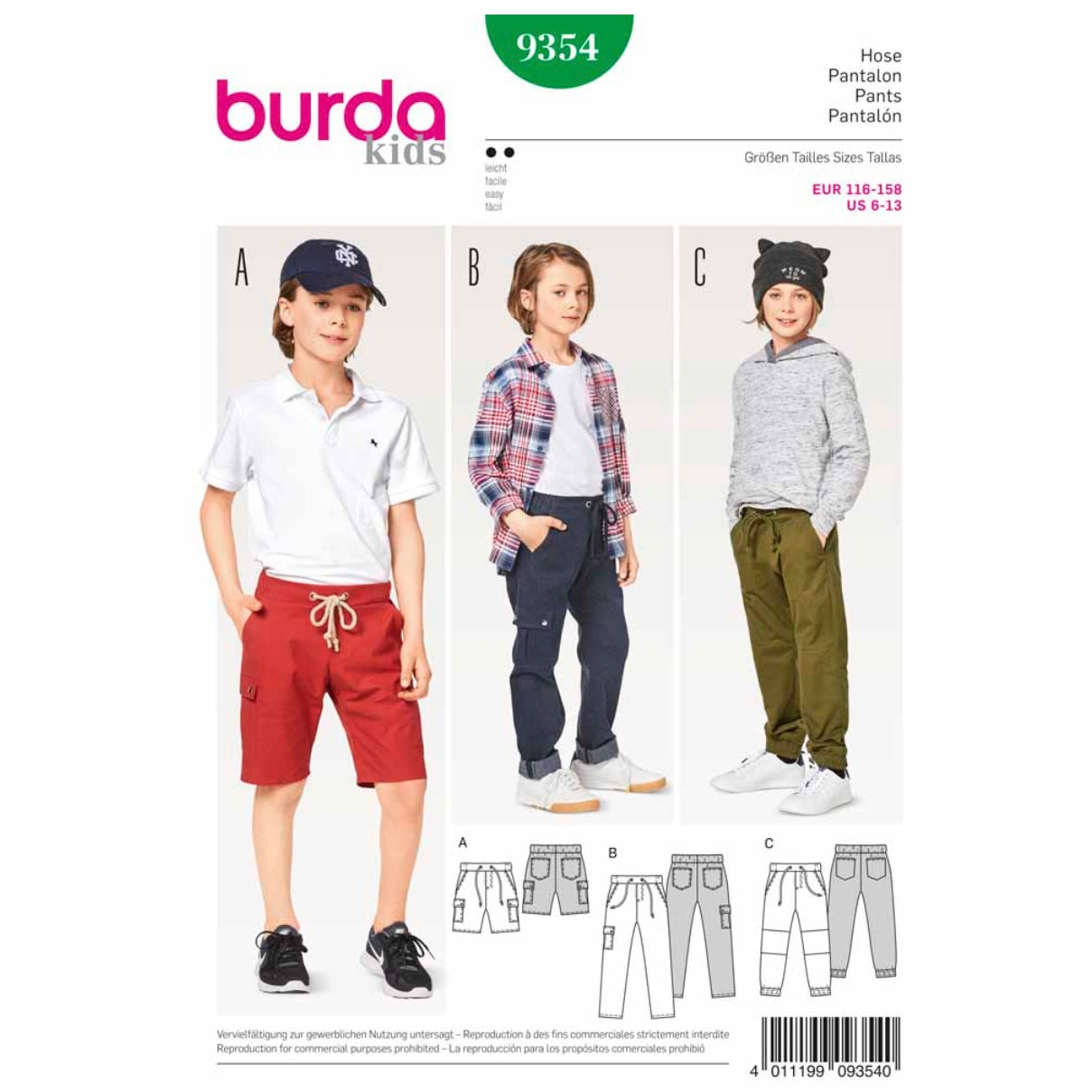 Burda Kids 9354 - Pants Sewing Pattern