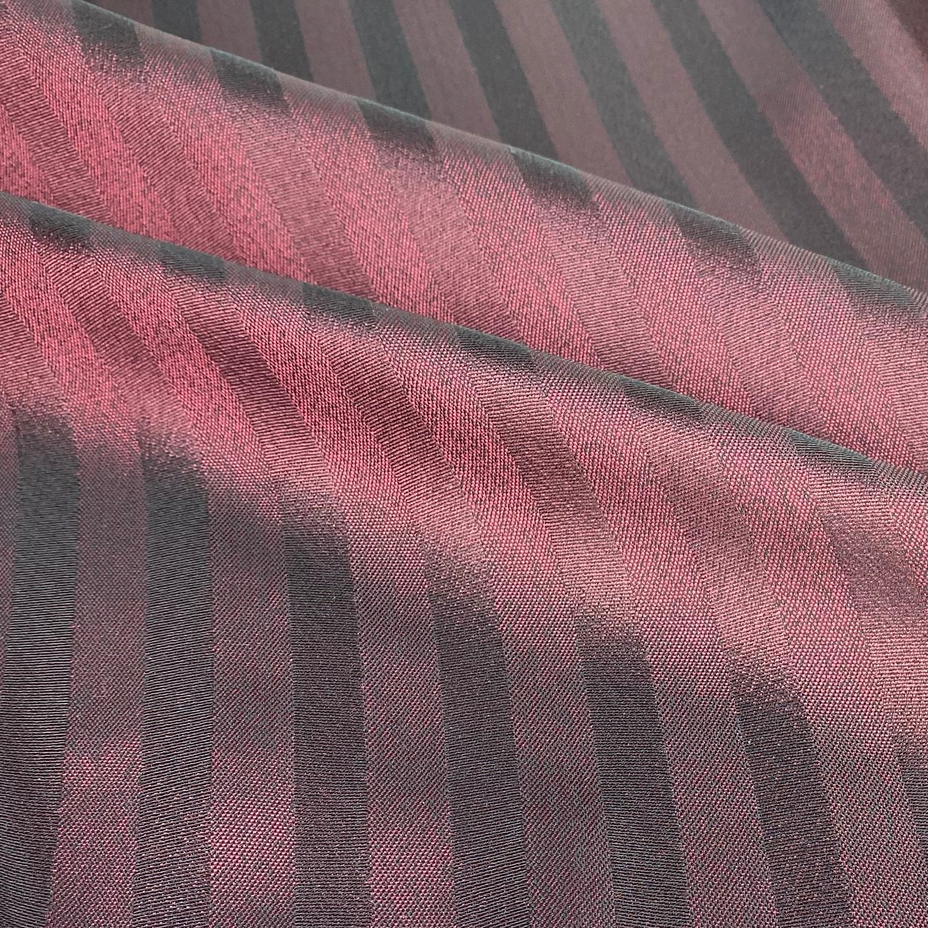 Striped Silk/Polyester Remnant - Burgundy/Black