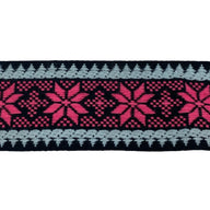 Woven Jacquard Ribbon  - Black/Pink/White