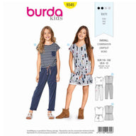 Burda Kids 9345 - Jumpsuit - Drawstring Waist Casing - Pockets Sewing Pattern