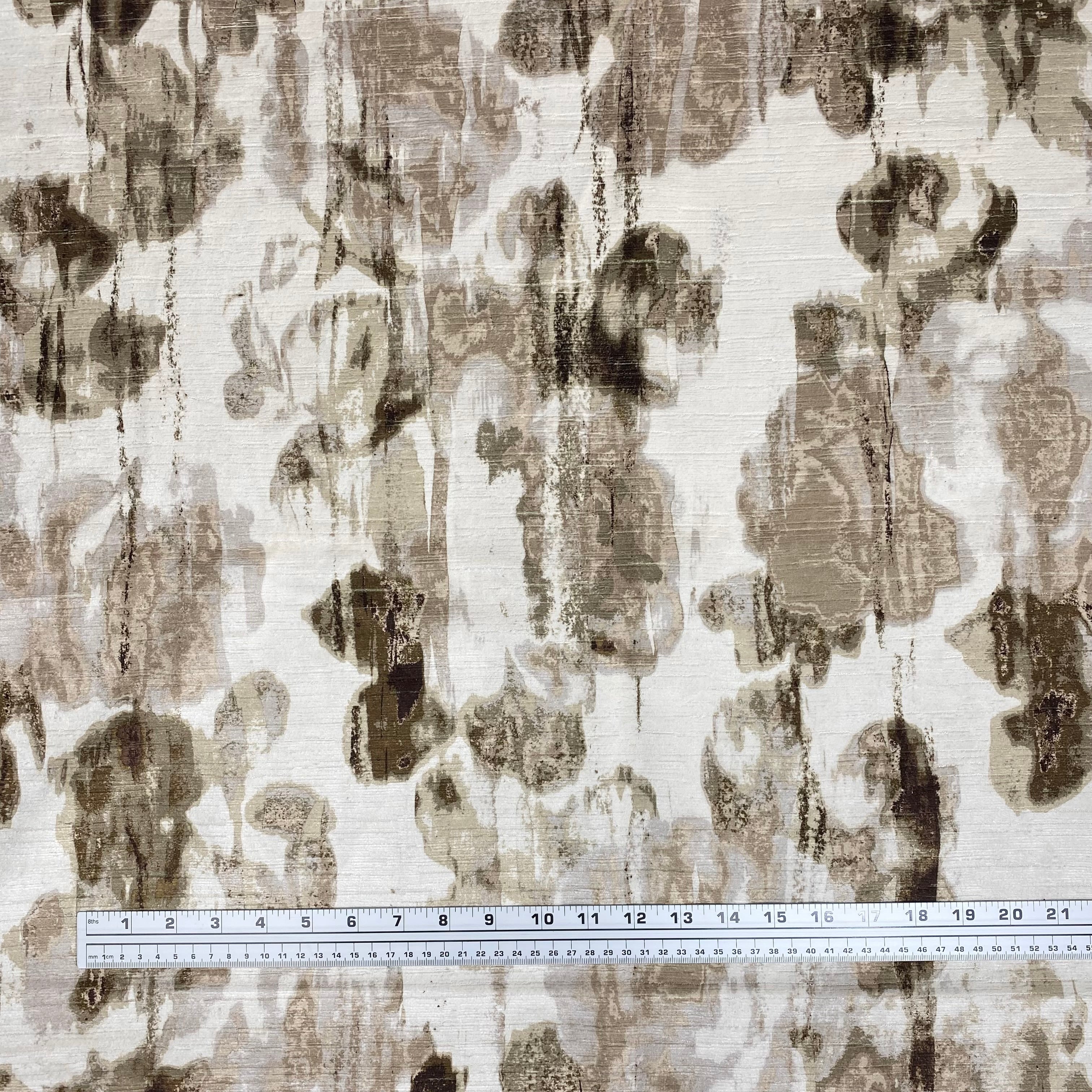 Patterned Velvet Upholstery Designer Remnant - White/Beige/Brown