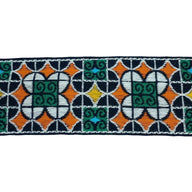 Woven Floral Jacquard Ribbon  - Black/White/Orange/Green/Yellow