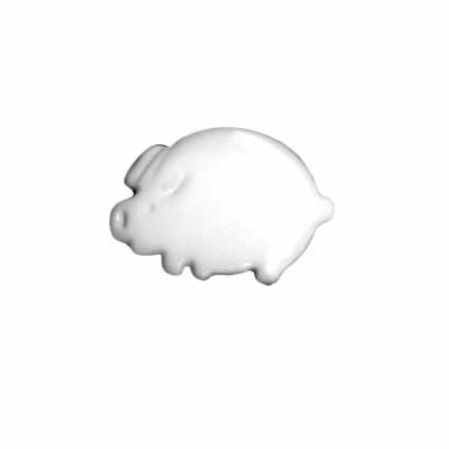 Novelty Pig Shank Button - White - 18mm - 3 count