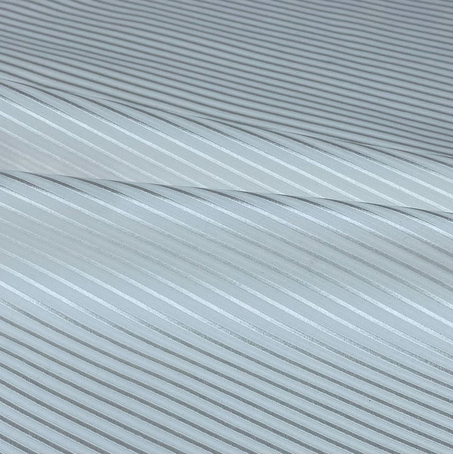 Diagonal Striped Silk/Polyester - White - Remnant