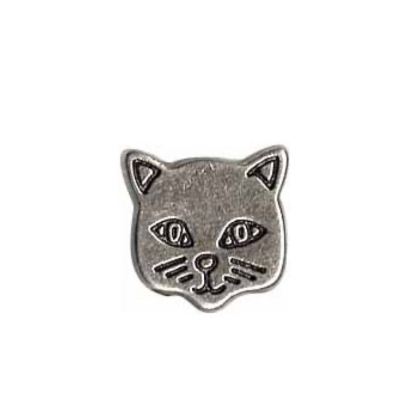 Novelty Cat Shank Button - Silver - 15mm - 3 count