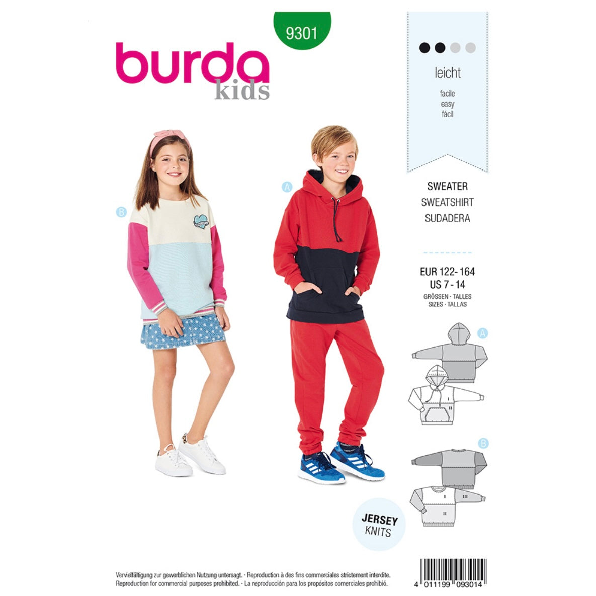 Burda Kids 9301 - Hoodie Sewing Pattern