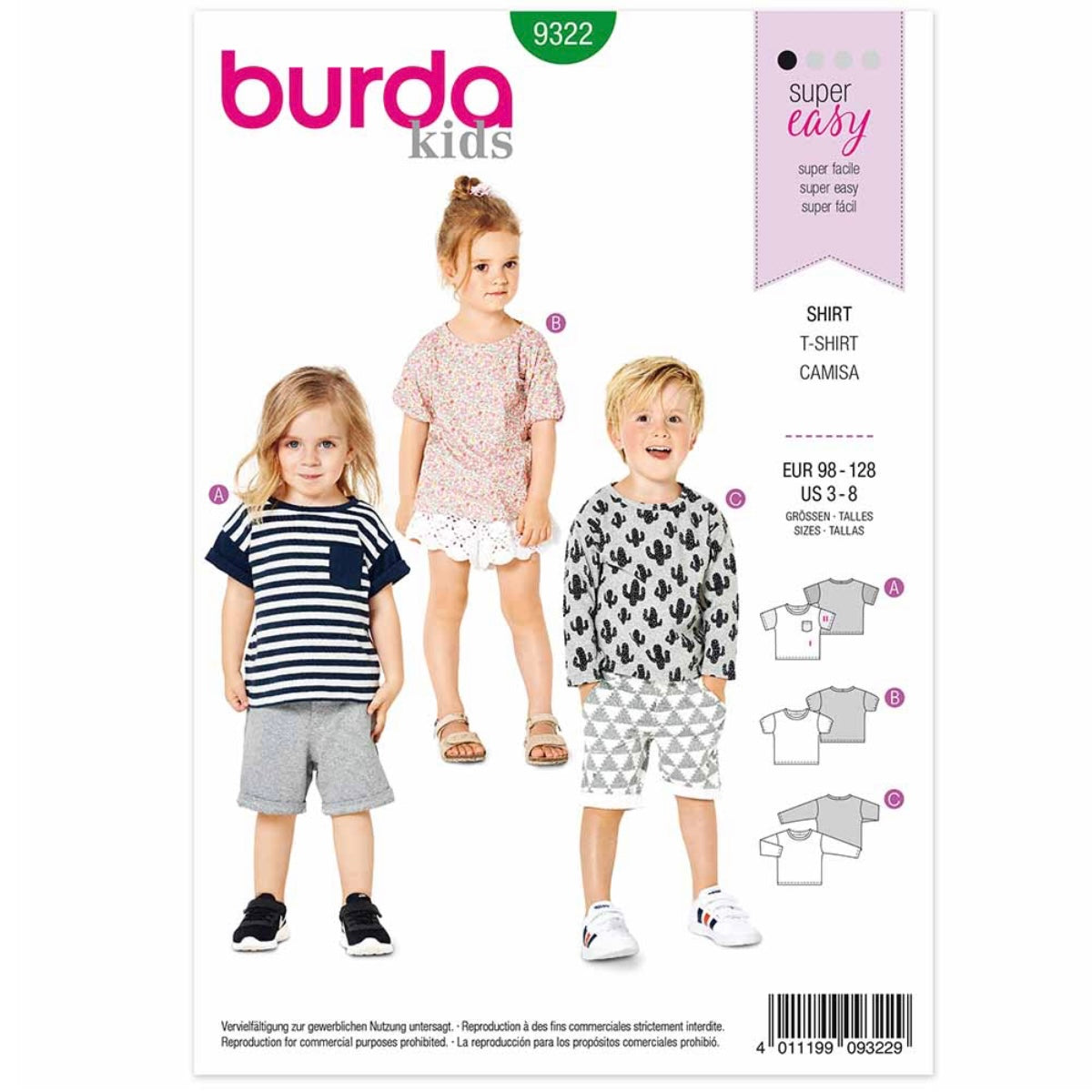 Burda Kids 9322 - Top - Sleeve Variations Sewing Pattern