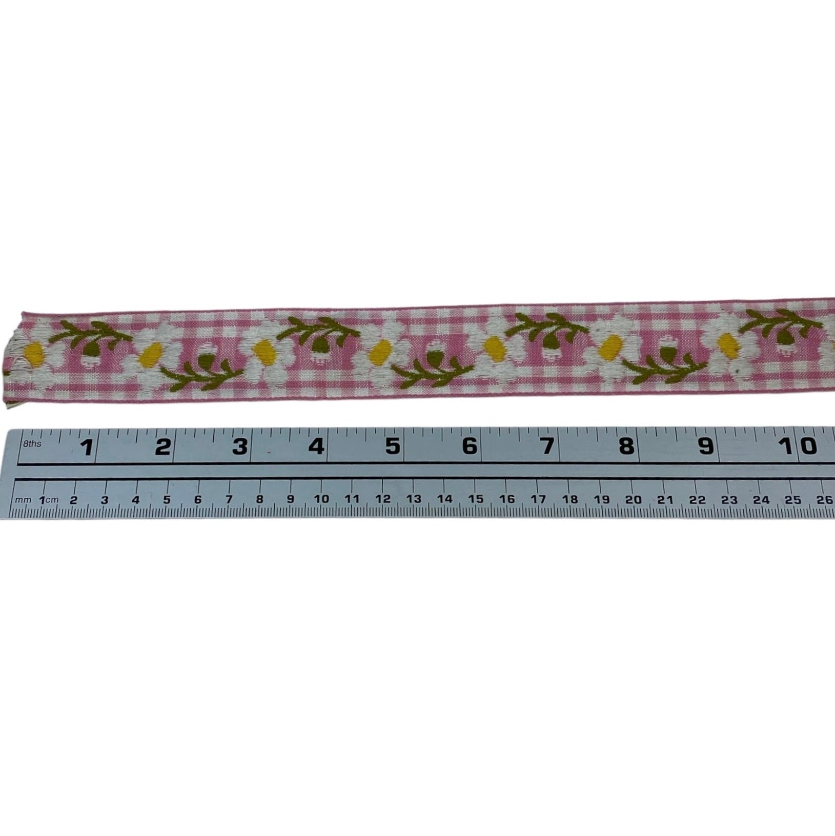 Woven Floral Jacquard Ribbon  - White/Pink