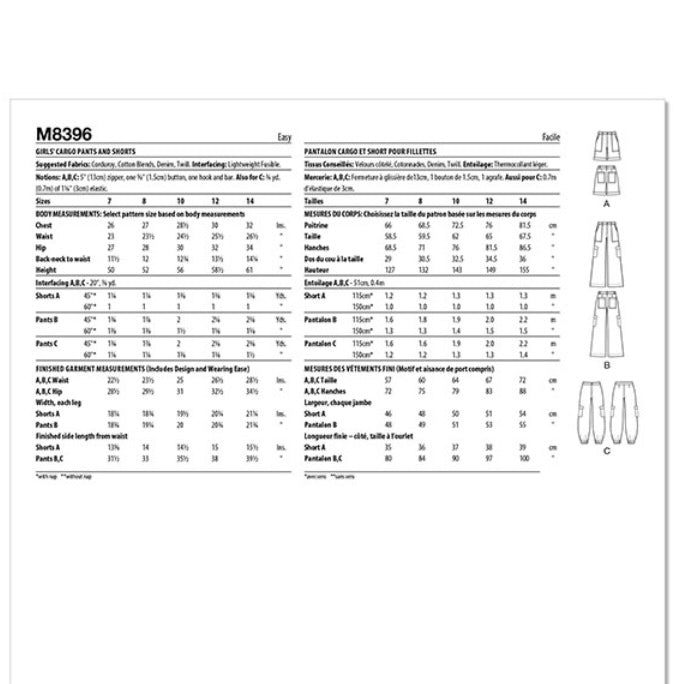 McCalls M8396 - Shorts and Cargo Pants Sewing Pattern