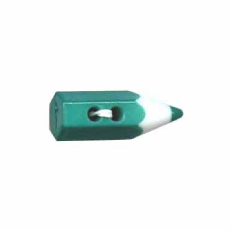 Novelty 2-Hole Pencil Button - Green - 19mm - 2 count