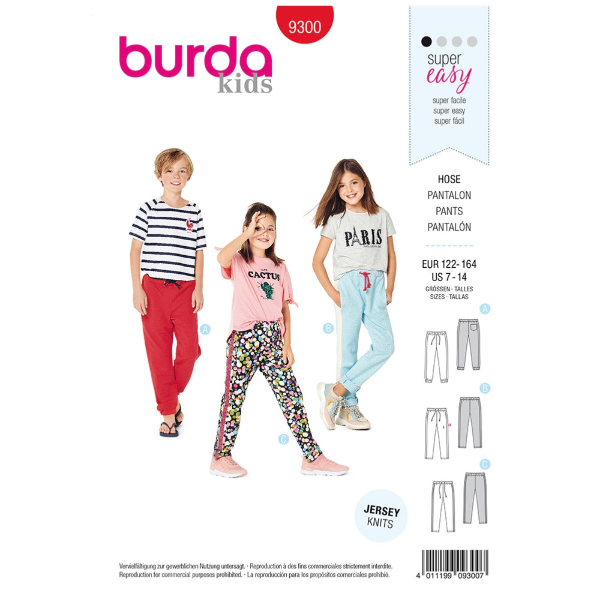 Burda Kids 9300 - Jogging Pants with Elastic Waist Sewing Pattern