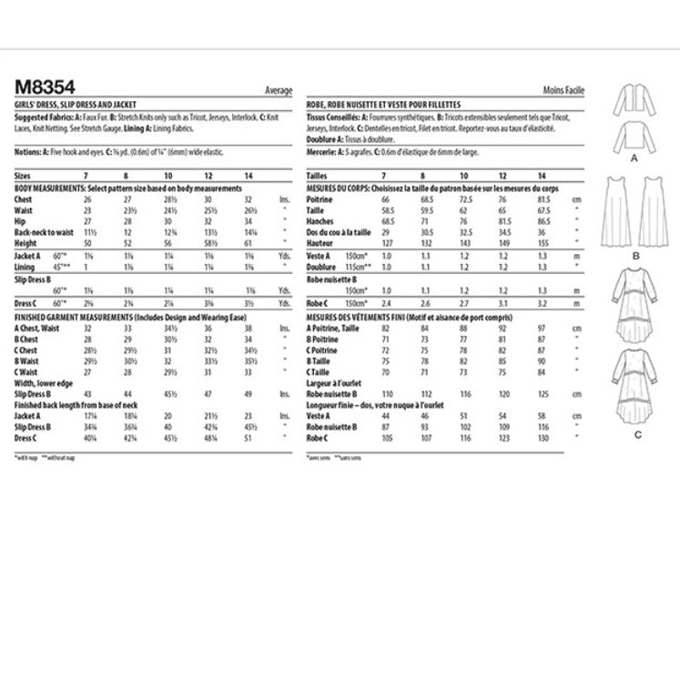 McCalls M8354 - Dress, Slip Dress and Jacket Sewing Pattern