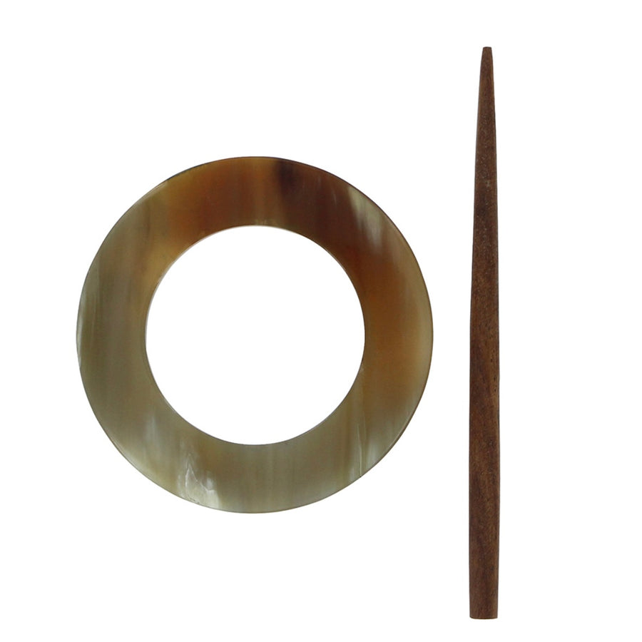 Shawl Pin - Round - Horn - 3 1/8”