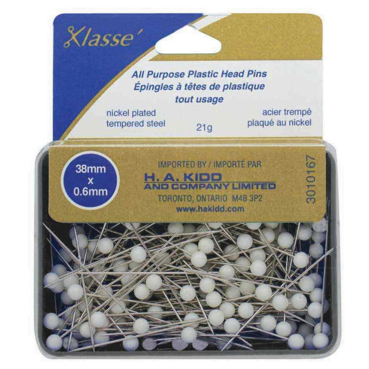 All Purpose Plastic Head Pins - White