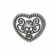 Novelty 2-Hole Heart Button - Antique Silver - 15mm - 3 count