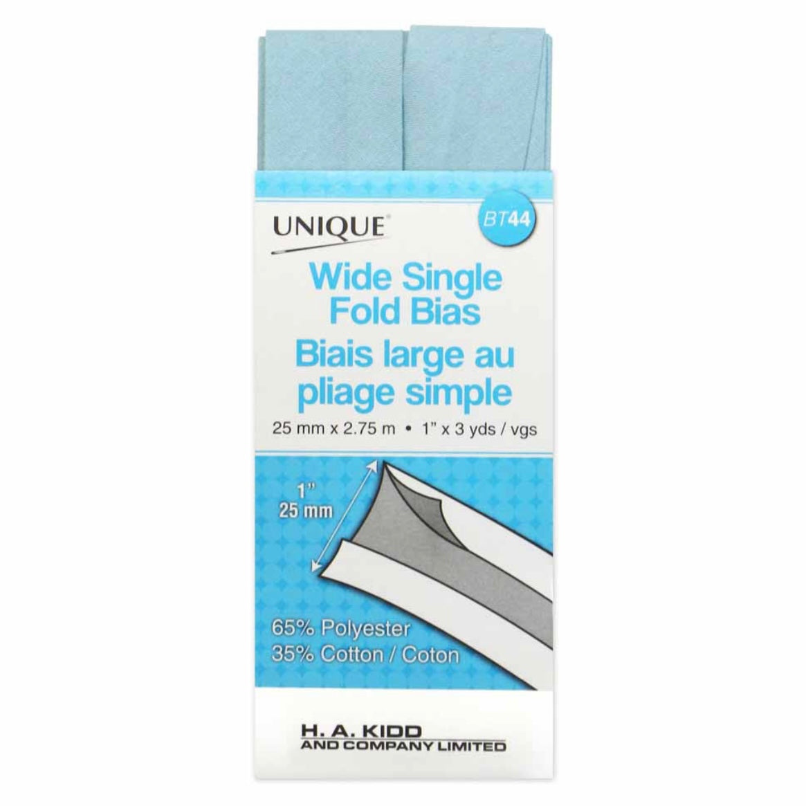 Wide Single Fold Bias Tape - 25mm x 2.75m