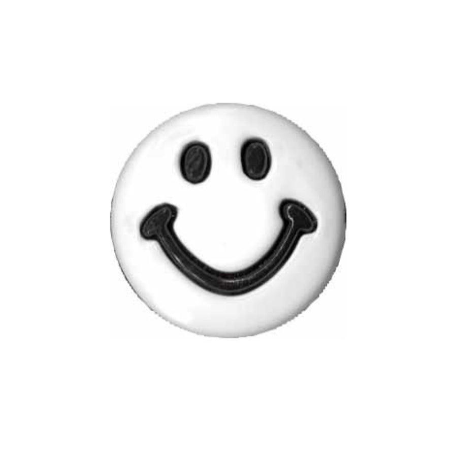 Novelty Happy Face Shank Button - 22mm - White/Black - 2 count