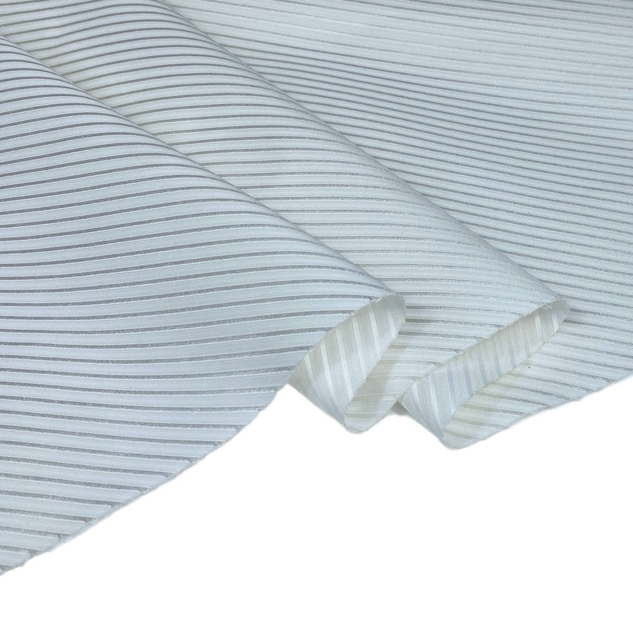 Diagonal Striped Silk/Polyester - White - Remnant