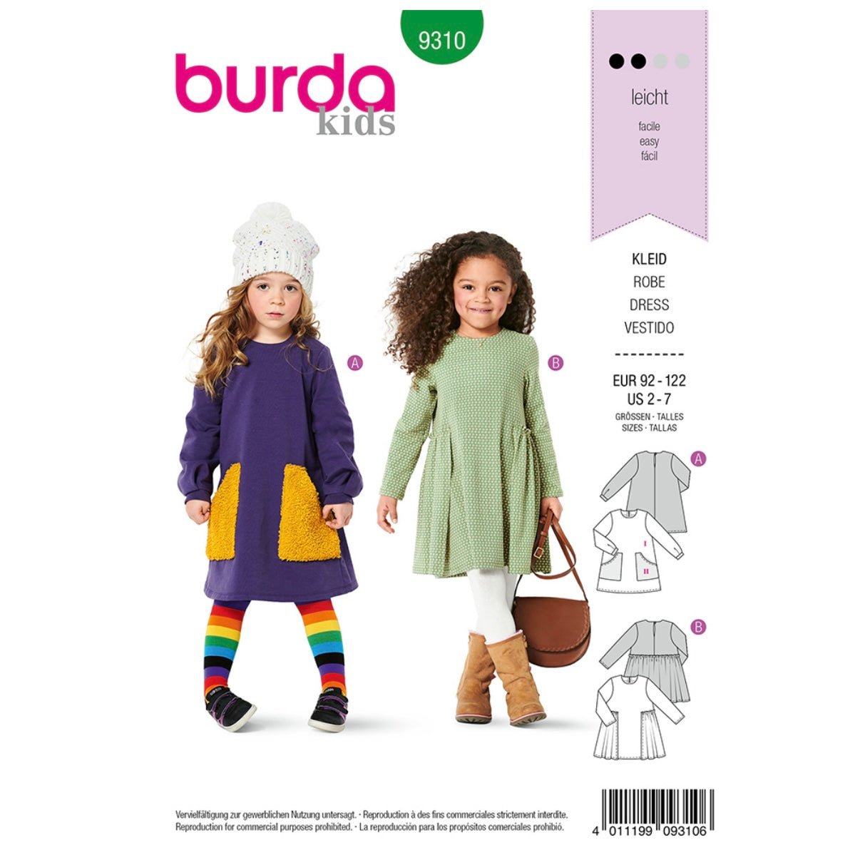 Burda Kids 9310 - Dress with Pockets - Overskirt Sewing Pattern