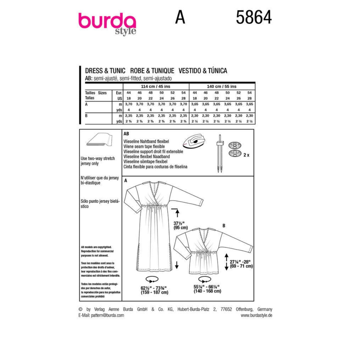 Dress and Tunic Sewing Pattern - Burda Style  5864