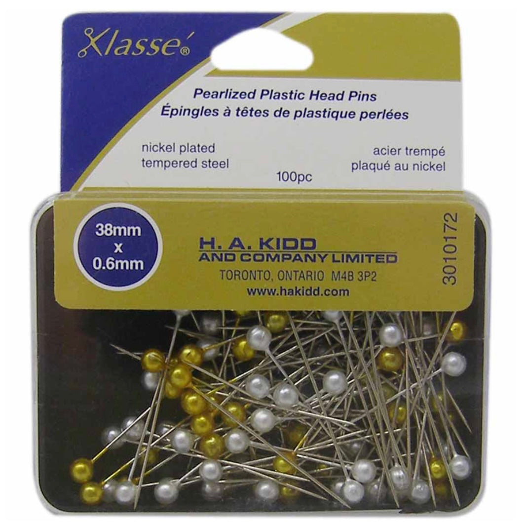 Pearlized Plastic Head Pins - White/Yellow