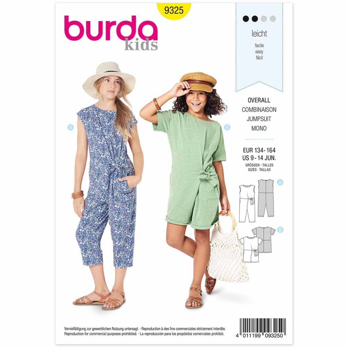 Burda Kids 9325 - Overalls in Two Lengths Sewing Pattern