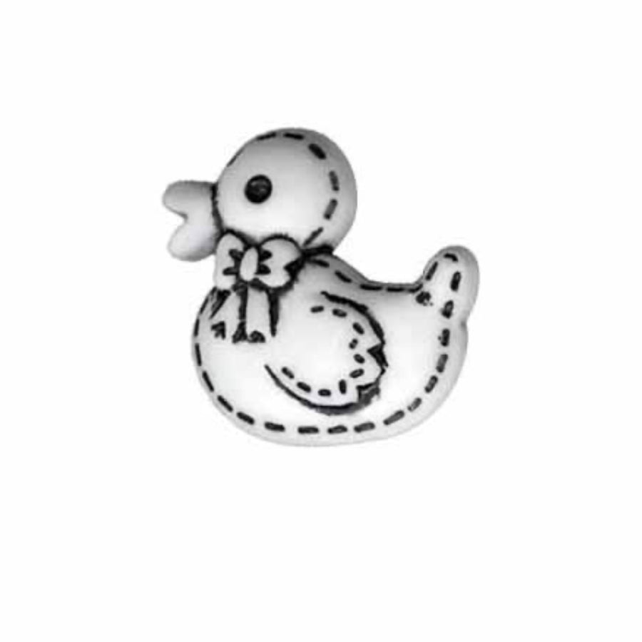 Novelty Duck Shank Button - White - 20mm - 2 count