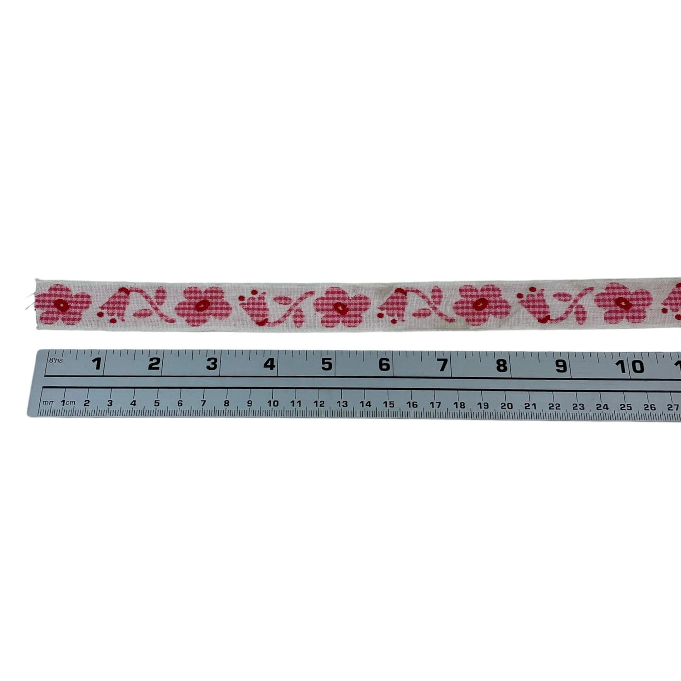 Woven Floral Jacquard Ribbon  - White/Pink