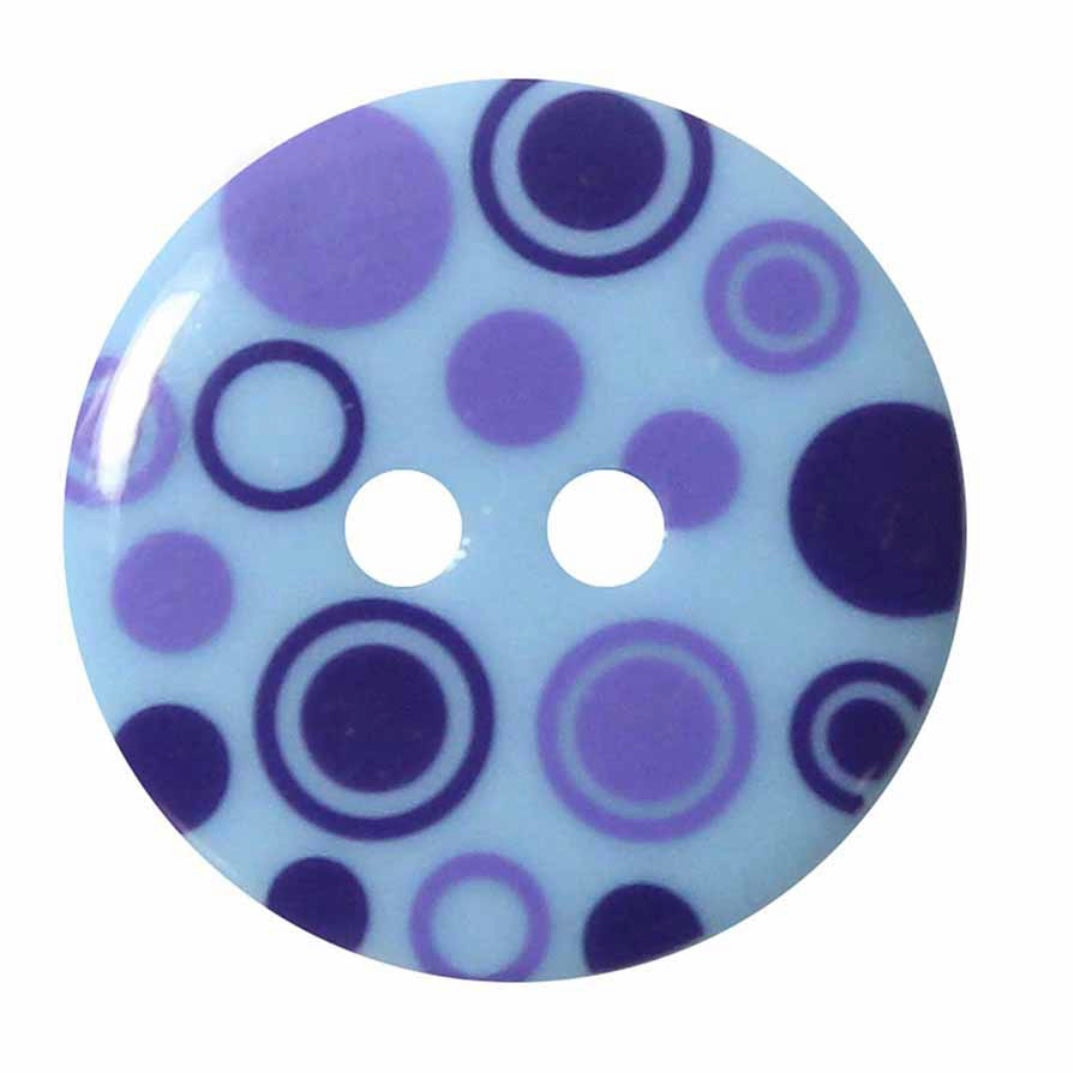 Novelty 2-Hole Button - Circles - Light Blue - 23mm - 2pcs