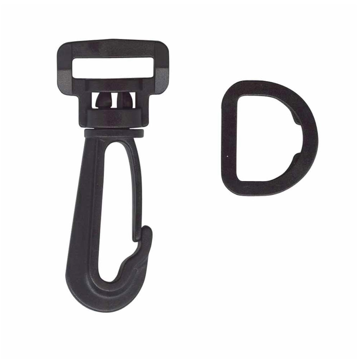 Plastic Bag Swivel Clip and D-Ring - Black