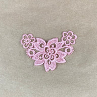 Floral Lace Embroidered Applique - Pink