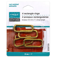 Metal Rectangle Rings - 25mm (1″) - Antique Gold - 4 pcs.