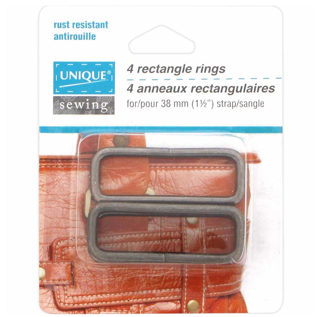 Metal Rectangle Rings - 32mm (1 1/4″) - Gunmetal - 4 pcs.