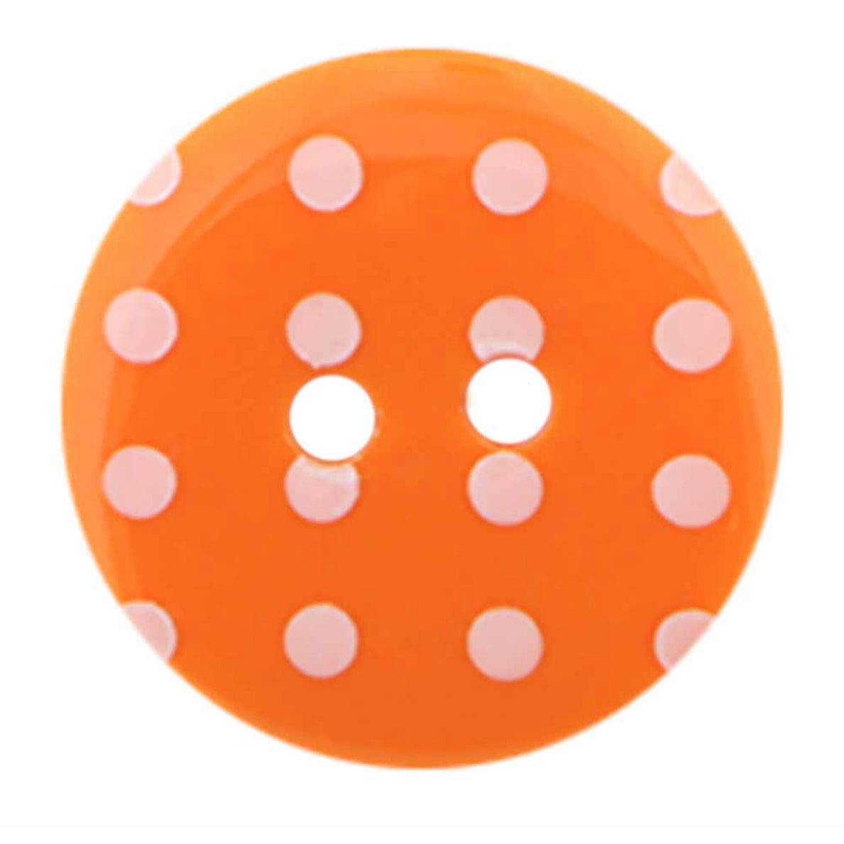 Novelty 2-Hole Button - Polka Dots - Orange - 18mm - 3pcs