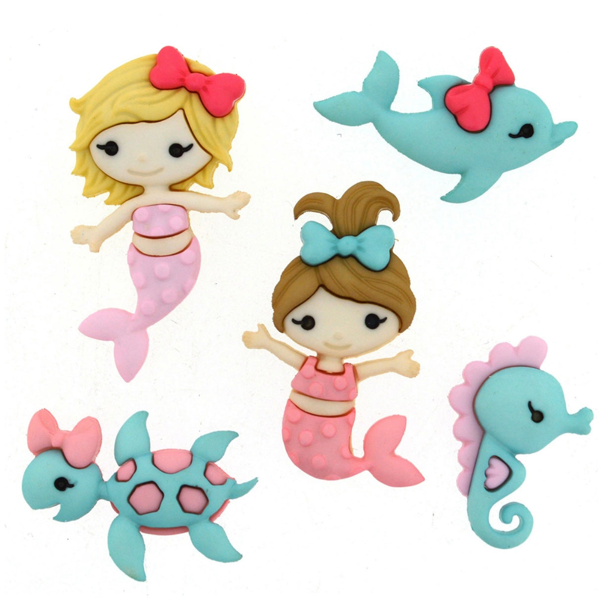 Novelty Buttons - Mermaid Kisses - 5pcs