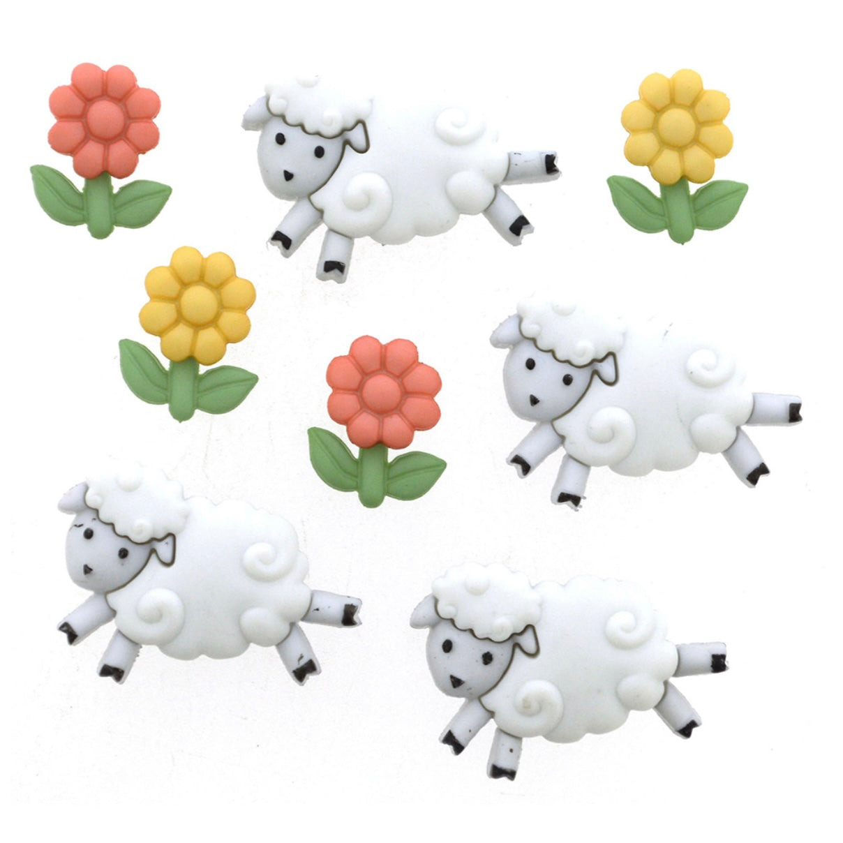 Novelty Buttons Counting Sheep - 8pcs