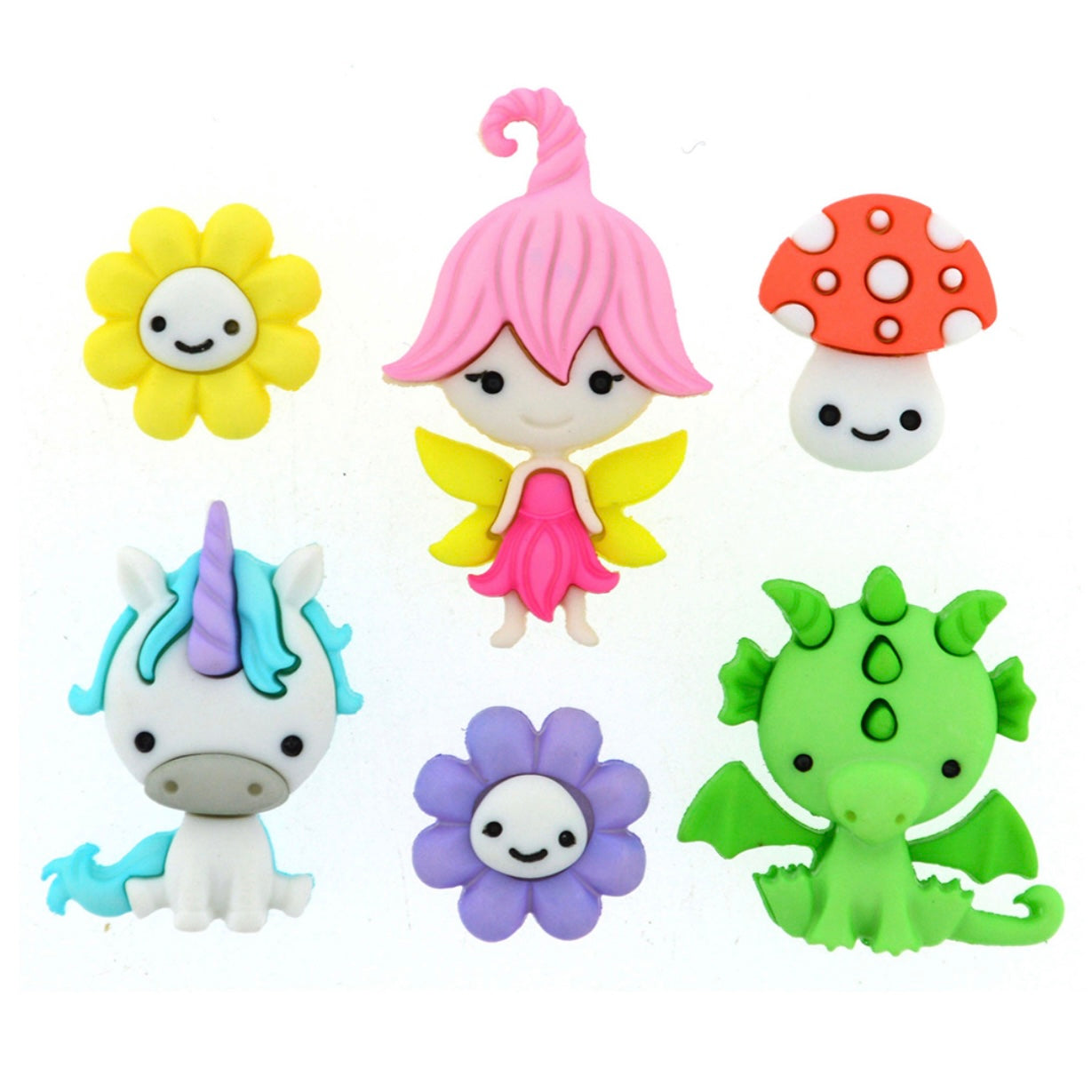 Novelty Buttons - Fairies Welcome - 6pcs