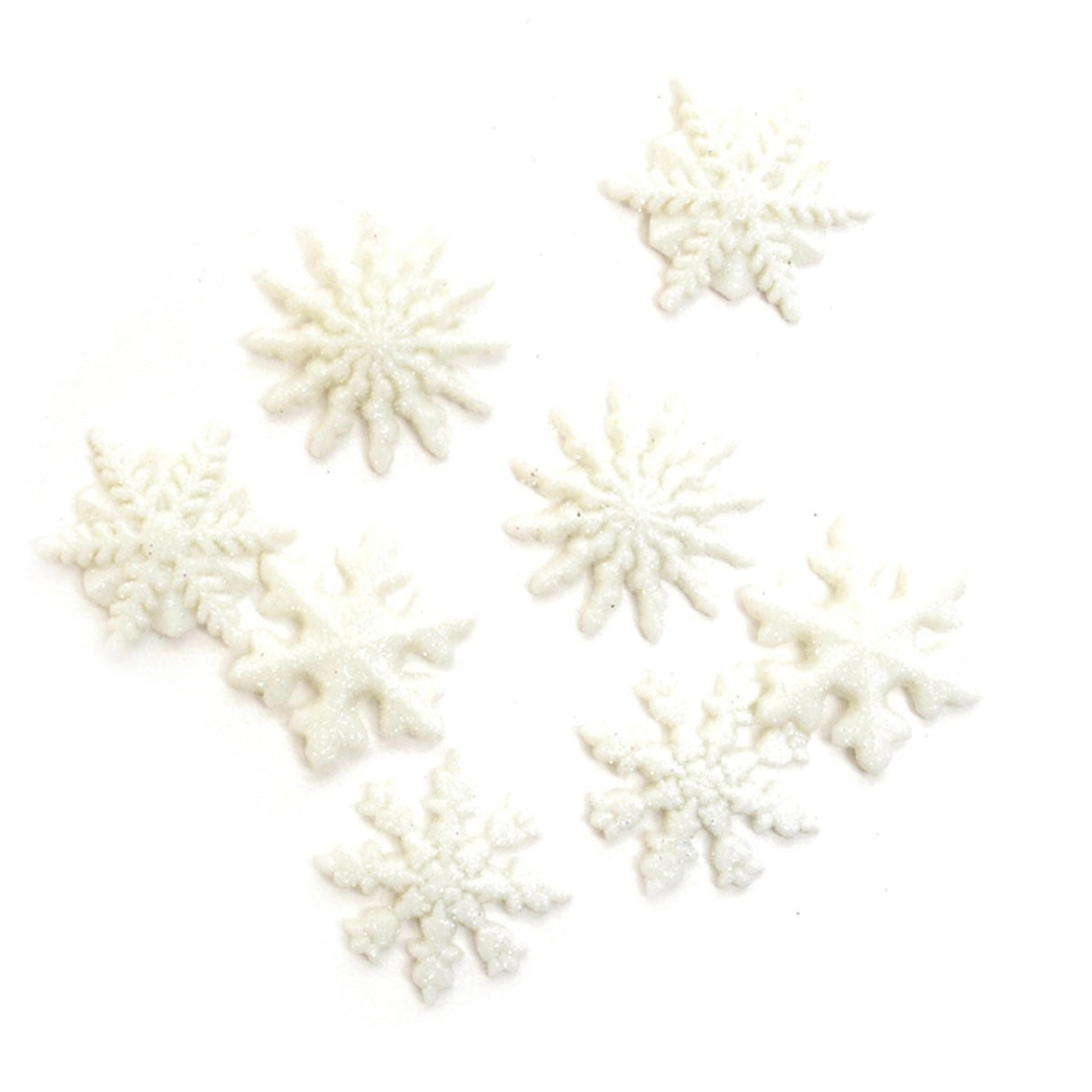 Novelty Christmas Buttons - Glitter Snowflakes - 8pcs