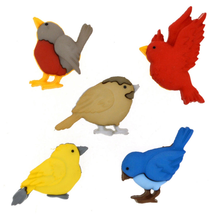 Novelty Buttons - Feathered Friends - 5pcs