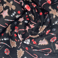 Printed Cotton Flannel - Christmas Sweets - Black