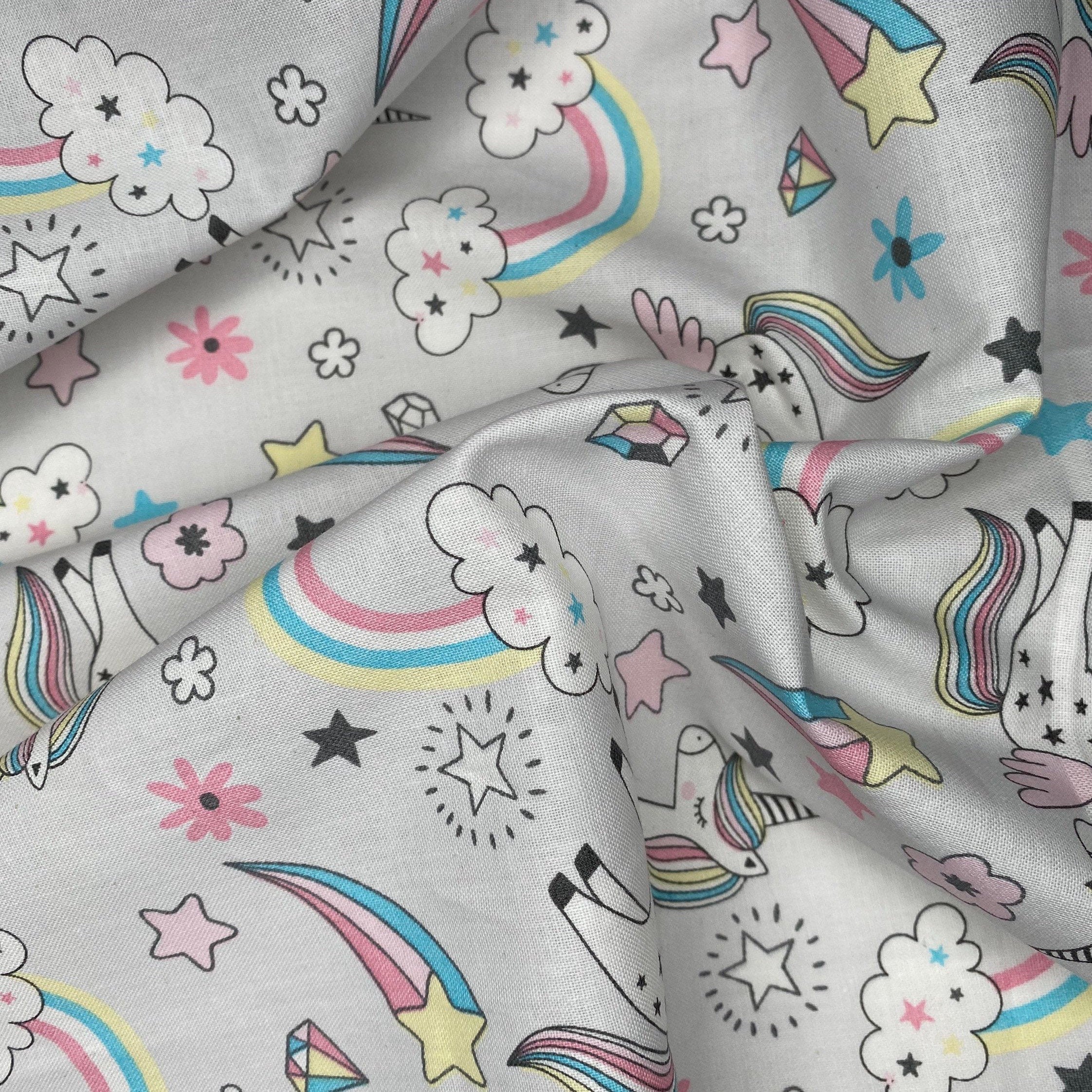 Quilting Cotton - Unicorn Rainbow - Grey