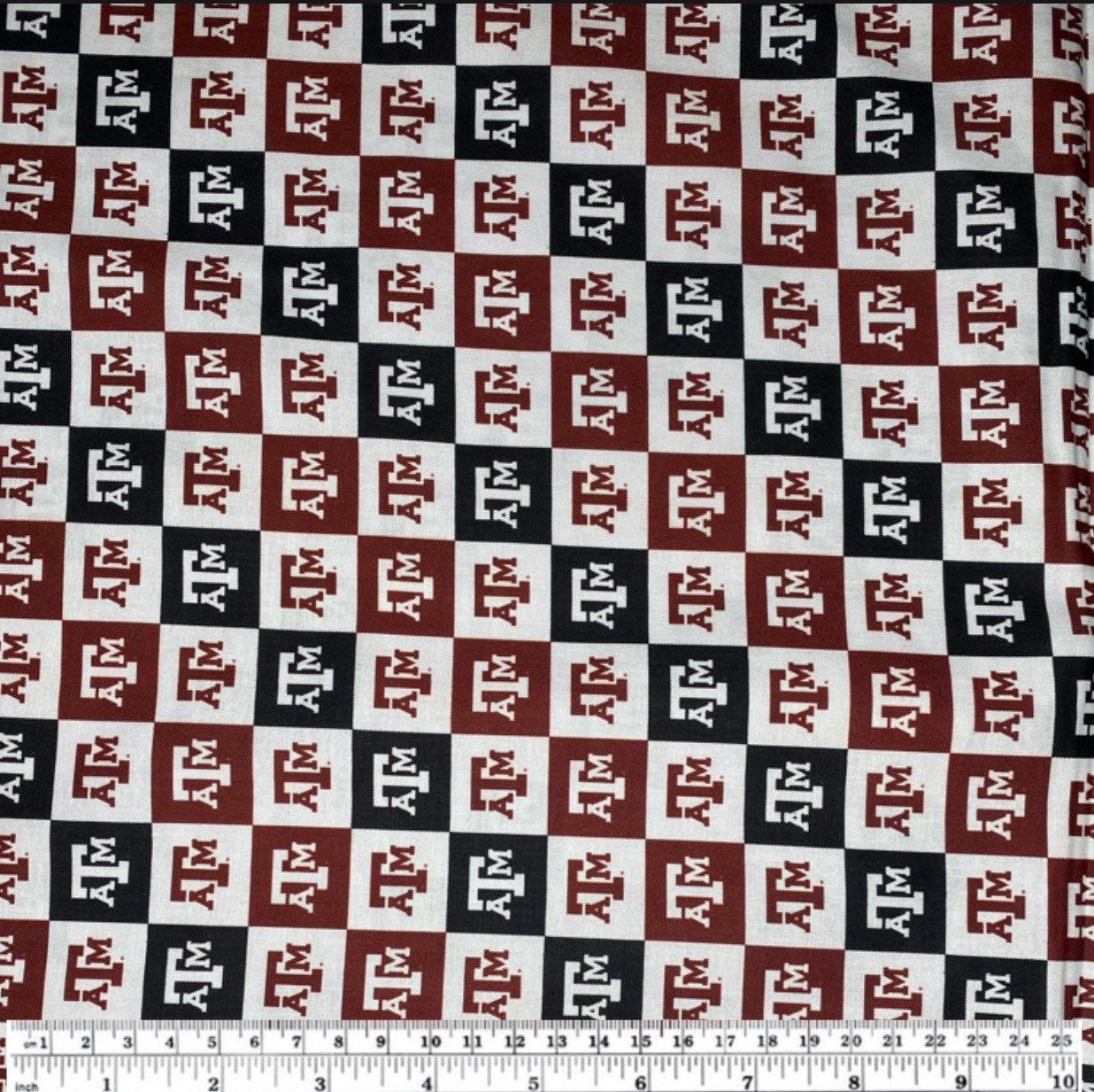 Quilting Cotton - College Football - Texas A&M Checkered