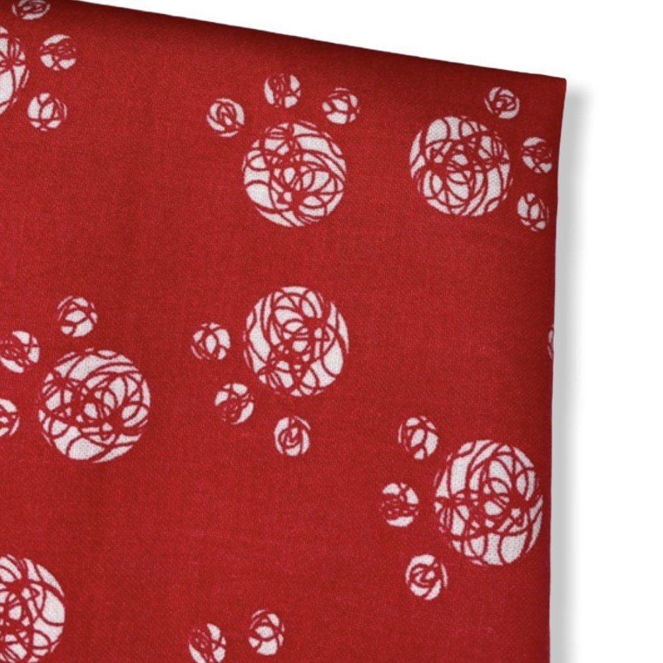 Quilting Cotton - Paw Prints - Red/White